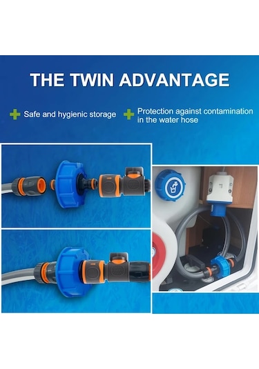 Hightower Karavan Su Bağlantı Aksesuarı, Hızlı Bağlantı Adaptörlü Su Pompası Dolum Tank Bağlantısı 1set