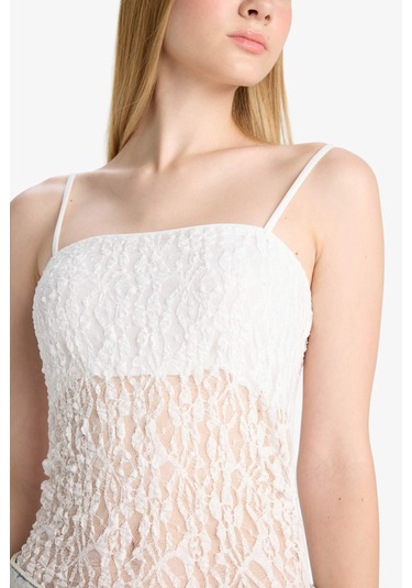 Defacto Coool Fitted Dantel Bodysuit F7895ax25hswt32 Beyaz