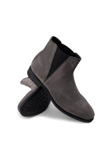 Deery Hakiki Süet Gri Erkek Chelsea Bot Gri
