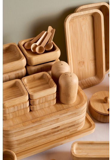 Rumeli Bambu 67 Parça 6 Kişilik Kahvaltı Takımı Kahverengı Kahverengi