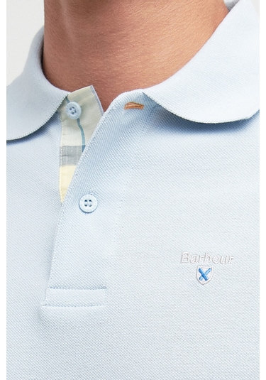 Barbour Tartan Pique Polo Yaka Bu44 Niagara Mist Mavi