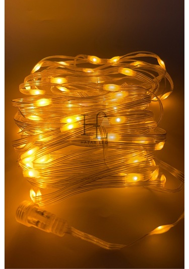 10 Metre Sarı Amber Peri Led Işık Ip64 Dış Mekan Jack Eklemeli Dekoratif Led Işık Yılbaşı Süsü Sarı