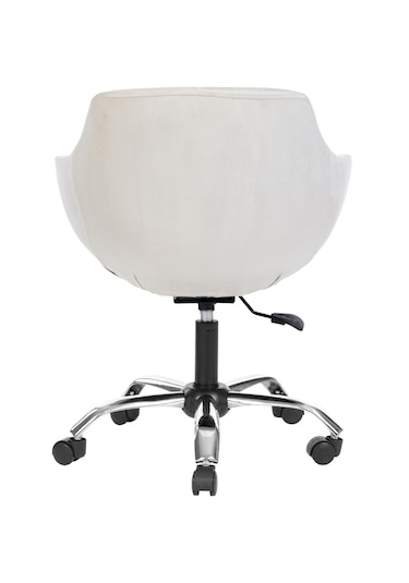 Krom Metal Ayaklı Ofis Çocuk Odası Çalışma Sandalyesi Monoko Bej