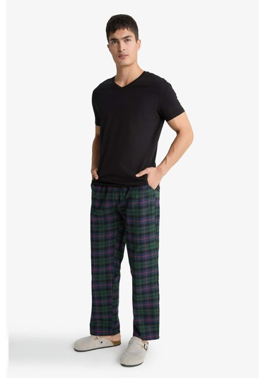 Defacto Regular Fit Cepli Uzun Boy Kareli Pijama Altı F5213ax25wngn500 Yeşil