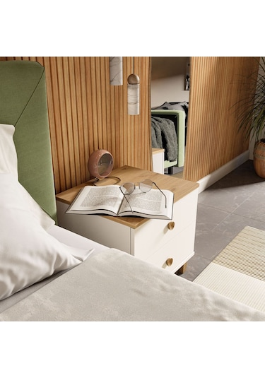 3680 Vento 2 Çekmeceli Komodin Sepet-beyaz