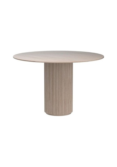 Breeze Yuvarlak Ahşap Bohem Masa 130x130 Krem