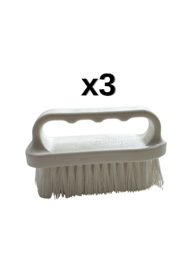 3'lü Türkay 13.5x7x4 Cm Polietilen Kesme Tahtası Kesim Levhası Temizleme Fırçası Beyaz 1862