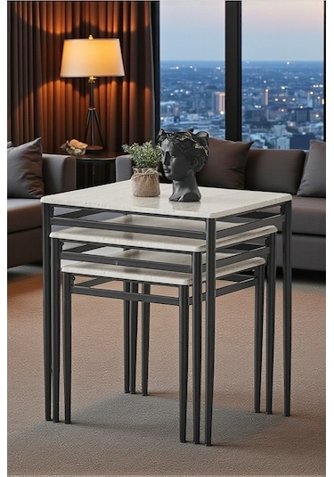 Diva Serisi 1. Sınıf Mebran Mdf 3 Lü Zigon Sehpa Takımı Siyah