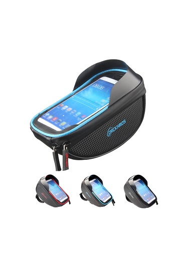 Youtek Bisiklet Gidon Çantası - Su Geçirmez, Güneşlikli, Polyester, Siyah Ve Mavi Çok Renkli