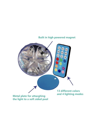 Konesam Ip68 Su Geçirmez Led Projeksiyon Lambası - 13 Renk 4 Mod, Kumanda Kontrol, Havuz/banyo/akvaryum Uyumlu, 1 Adet