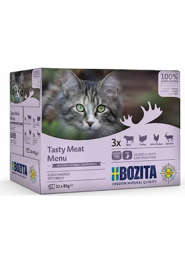 Bozita Sos İçinde Etli Kedi Konservesi Multibox 12x85 Gr