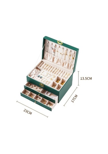 Yystore Üç Katlıbüyük Kapasiteli Mücevher Kutusu Rezidansı Yeşil