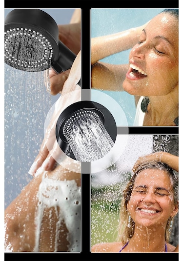 5 Fonksiyonlu Turbo Duş Başlığı Siyah Duş Takımı Siyah