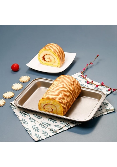 Xurunkeji Kolay Tutuş İçin Uzatılmış Saplı Yapışmaz Fırın Tepsisi, Eşit Pişirmeyi Destekler, Bulaşık Makinesinde Yıkanabilir Altın Altın