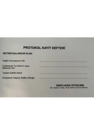 Hasta Kayıt Protokol Defteri 100 Yaprak