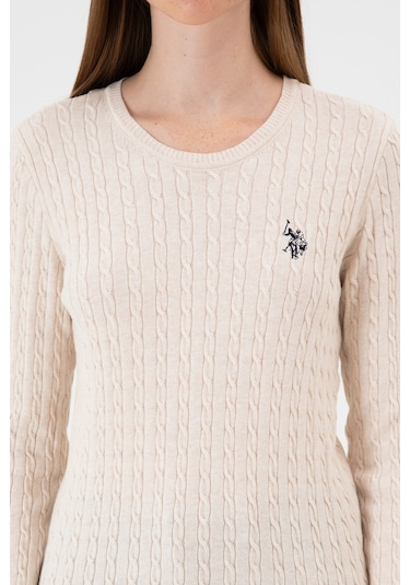 U.s. Polo Assn. Kadın Krem Melanj Kazak /triko 50313626-vr159 Krem Melanj