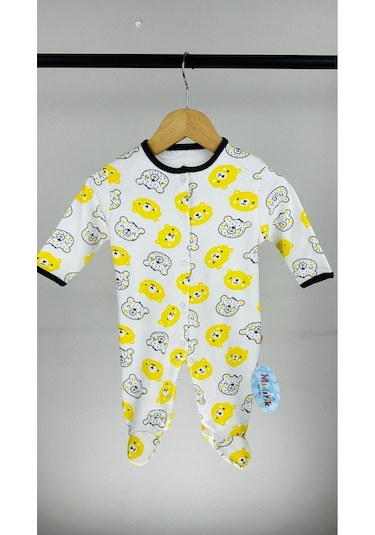 Ayıcıklı Pamuklu Çıtçıtlı Bebek Tulum 001