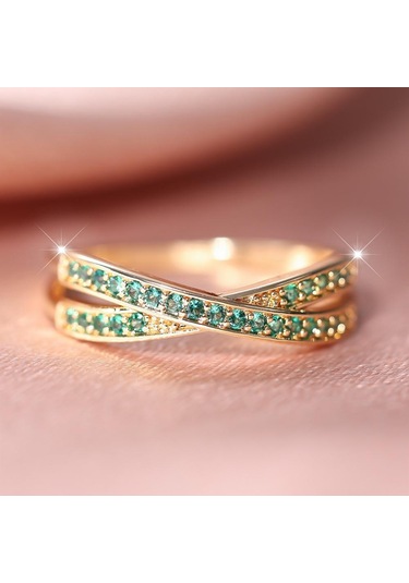 Altın&beyaz Basit Gümüş Renk X Şekli Çapraz Parmak Yüzük Kadınlar İçin Göz Kamaştırıcı Kübik Zirkonya Basit Şık Kadın Yüzükler 13 Çok Renkli