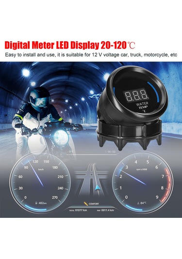 Singree 52mm Araç Sıcaklık Göstergesi - Alarmlı Lcd Ekran, 20-120 C Ölçüm