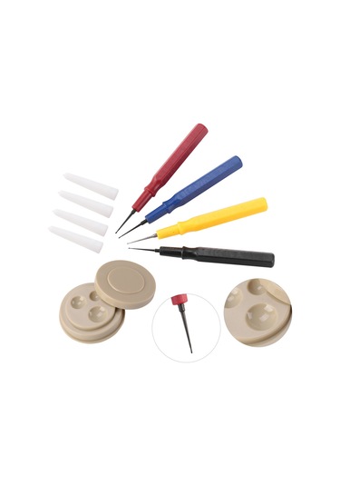 Moveevo Saat Tamiri Yağlama Seti: Dayanıklı Plastik Yağ Kasesi + 4 Farklı Boyutlu Çok İnce, İnce, Orta, Büyük Koruyucu Kapaçlı Yağ Kalemi - Saatçiler İçin Profesyonel Araç