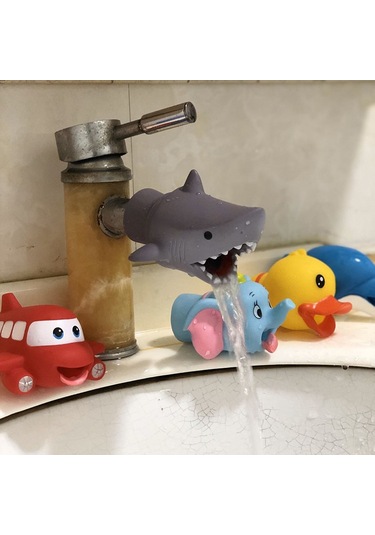 Geeroyoo Çocuklar İçin Kartun Köpek Balığı Desenli Ellik Su Tüpü - Suyu Önleyici, Kolay Kurulum, Hijyenik Eller Washer