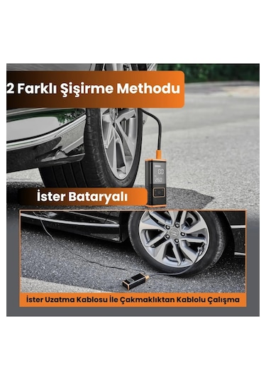 Enshall 5588 5400 Mah+şarjlı Çakmaklıklı Taşınabilir Kompresör