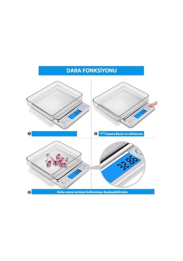 Dijital Hassas Elektronik Taşınabilir Terazi Tartı 3000gr- 0.1gr