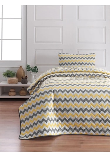 Suvay Kapitoneli Tek Kişilik Yatak Örtüsü Çift Taraflı Renkli Genç Ve Çocuk Odası Kapitone Yatak Örtüsü Sarı