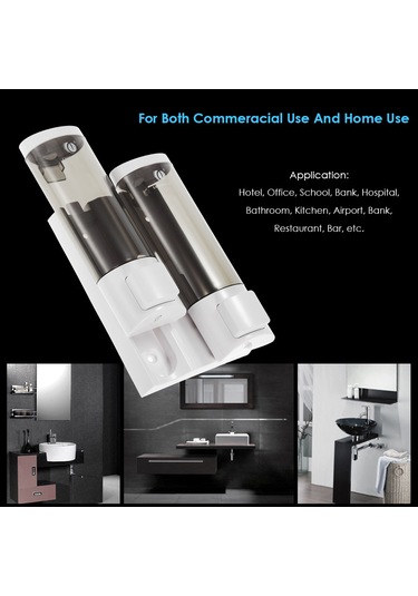 Skycity Duvar Monteli İki Başlı El Sabunu Dispenseri, 200ml 2 Kapasite, Manuel Basma Tipi, Banyo/ Tuvalet Kullanıma Uygun, Beyaz Diğer