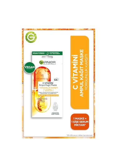 Garnier C Vitamini Yorgunluk Karşıtı Ampul Kağıt Maske 15 Gr