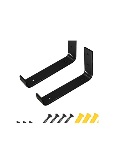 Homyl 2x Raf Aparatı Rustik Metal Vidalı Duvara Monte 15cm Siyah