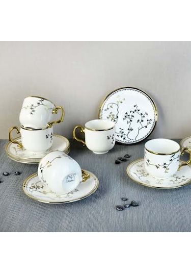 Neskahve Takımı Paçı 6 Lı Yaldızlı Altın