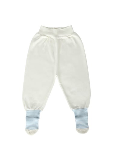 Baby Shez %100 Pamuklu Yenidoğan Bebek Çoraplı Tek Alt Pantolon Krem