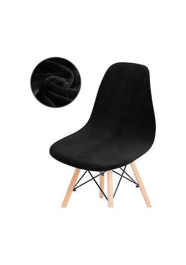 Siyah 1 /2 /4 /6 Parça Kadife Düz Sandalye Kılıfları Kolsuz Kabuk Sandalye Kılıfı Düğün Yemek Odası Ofis Ziyafet Otel 2 Parça Siyah