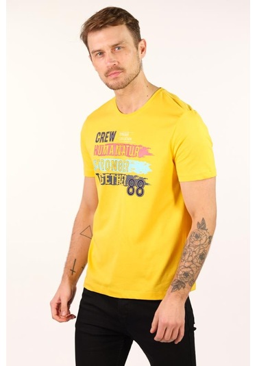 Arma Erkek Büyük Beden Bisiklet Yaka Tişört Y22374868101 Sarı Arma Erkek Büyük Beden Bisiklet Yaka Tişört Y22374868101 Sarı