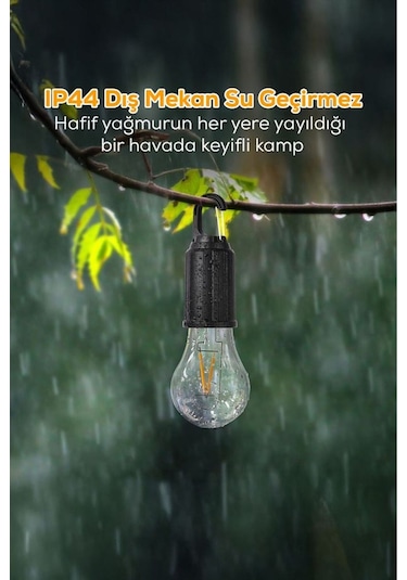 Büro Ev Ofis Kamp Keyfi İçin Taşınır Şarjlı Led Ampül Outdoor Bahçe Lambası Açık Gri