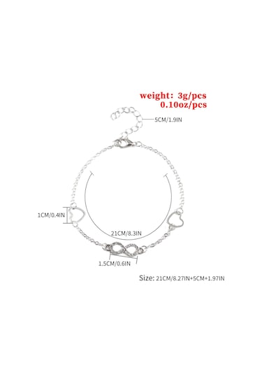 Suntek Plaj Kadın Çiftler Için Çift Kalp Halhal Gümüş Gümüş