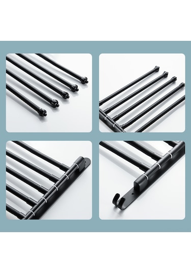 Gajeena 360 Dönebilen Çok Amaçlı Alüminyum Havlu Askısı - 2 Kollu, Siyah Siyah