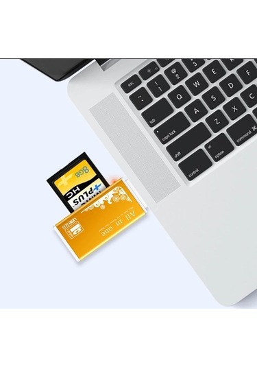 Novahub Alaşım Kart Okuyucu 4 Bağlantı Noktalı Usb 2.0 Mikro Sd Tf M2 Ms Pro Duo Mmc Gümüş