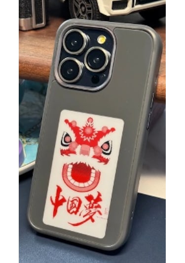 iPhone 13/14/15/Pro/Pro Max Uyumlu Kişiselleştirilebilir Nfc Görsel Fotoğraf Yansıtmalı Ekranlı Telefon Kılıfı Koyu Gri