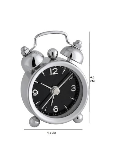 Tfa Dostmann Alarmlı,Mini Nostalji Saat Siyah Masa,Başucu Saati