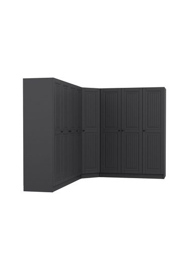 Kale 8 Kapaklı 4 Çekmeceli Köşe Dolap Antrasit Mebran İlkbahar 210cm Antrasit