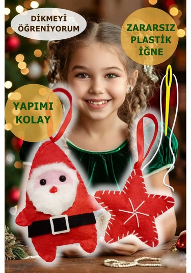 Keçe Kendin Yap Yılbaşı Süsü Noel Baba Ve Yıldız Seti