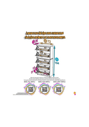 Modilayn Verve Asma Antre 72x194x26 Cm Lik 5 Düşer Kapak 10 Göz Bölmeli Ayakkabılık Antrasit - Beyaz Modilayn Verve Asma Antre 72x194x26 Cm Lik 5 Düşer Kapak 10 Göz Bölmeli Ayakkabılık Antrasit - Beyaz
