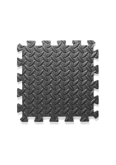 12 Egzersiz Döşeme Paspası - 12 X 12 İnç Köpük Kauçuk Birbirine Geçen Bulmaca Yer Karoları - Siyah