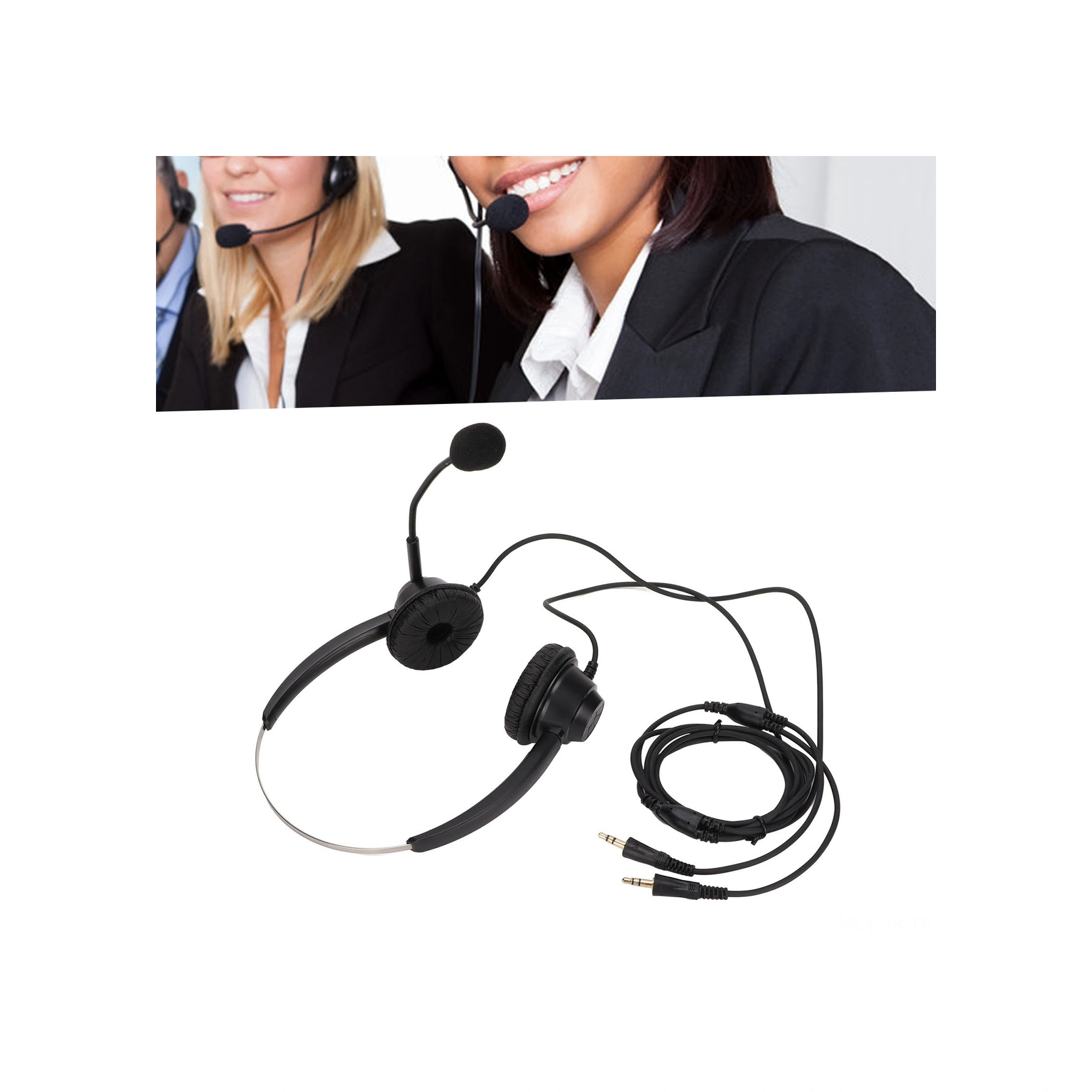 Vkemall H360d-pc İkili Kulaklı Müşteri Hizmeti Kulaklığı, Gürültü Engelleme Mikrofonlu, 3 Bölümlü Çift 3.5mm Soketli, Siyah, Ofis/çağrı Merkezi İçin