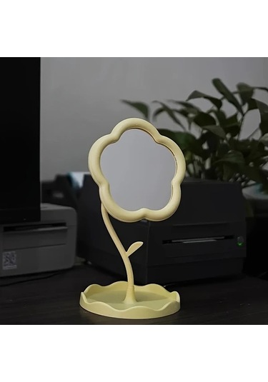 Willowhaven Çiçek Şeklinde Sarı Makyaj Aynası Yüksek Netlikte Ayarlanabilir Masa Dekorasyonu Sarı