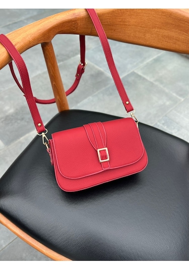 Mft Leather Hakiki Deri Kadın Çanta Viola 1524 Flother Mat Kırmızı