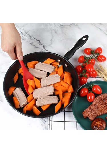 1 Adet Silikon Düz Başlı Spatula Entegre Hepsi Dahil Salata Kaşığı Yapışmaz Tencere Spatulası Silikon Mutfak Gereçleri Sarı