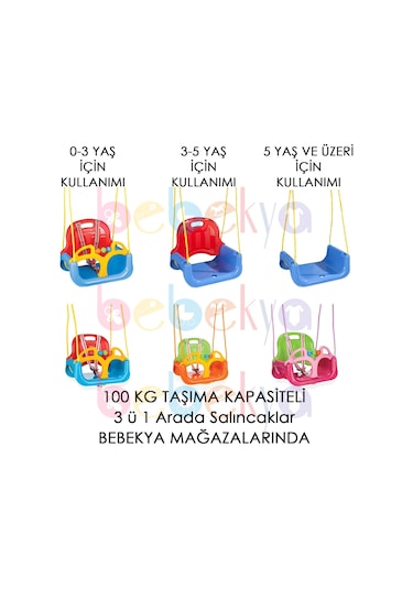100 Kg Taşıma Kapasiteli Üçü Bir Arada Büyük Salıncak - Emniyet K